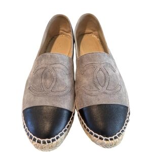 CHANEL Gray and Black Espadrilles